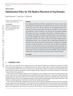 Optimization policy for file replica placement in fog domains