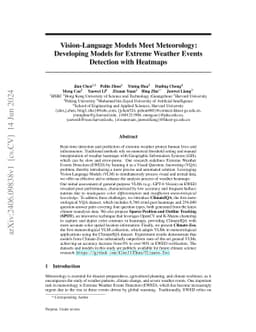 Vision-Language Models Meet Meteorology: Developing Models for Extreme
  Weather Events Detection with Heatmaps