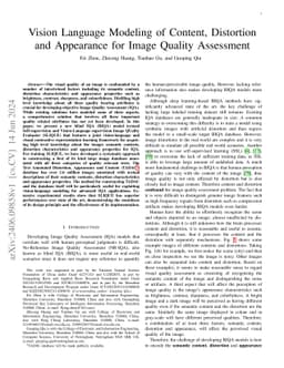 Vision Language Modeling of Content, Distortion and Appearance for Image
  Quality Assessment
