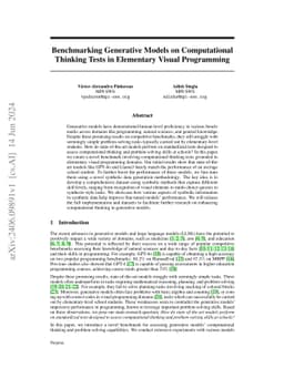 Benchmarking Generative Models on Computational Thinking Tests in Elementary Visual Programming