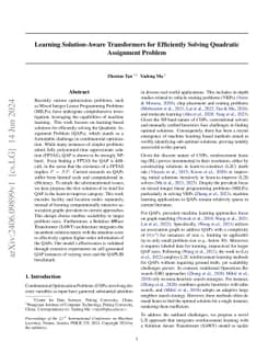 Learning Solution-Aware Transformers for Efficiently Solving Quadratic
  Assignment Problem