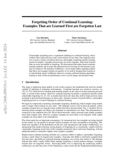 Forgetting Order of Continual Learning: Examples That are Learned First
  are Forgotten Last