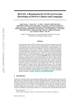 BLEnD: A Benchmark for LLMs on Everyday Knowledge in Diverse Cultures and Languages