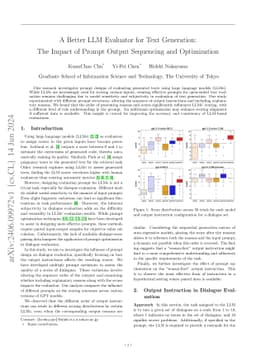 A Better LLM Evaluator for Text Generation: The Impact of Prompt Output
  Sequencing and Optimization
