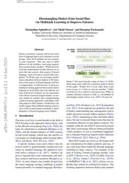 Disentangling Dialect from Social Bias via Multitask Learning to Improve
  Fairness