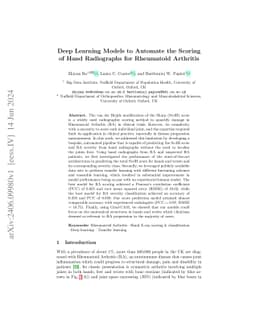 Deep Learning Models to Automate the Scoring of Hand Radiographs for
  Rheumatoid Arthritis