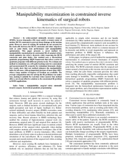 Manipulability maximization in constrained inverse kinematics of
  surgical robots