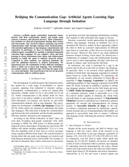 Bridging the Communication Gap: Artificial Agents Learning Sign Language
  through Imitation