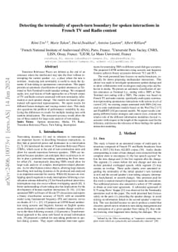 Detecting the terminality of speech-turn boundary for spoken
  interactions in French TV and Radio content