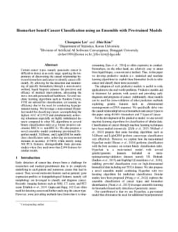 Biomarker based Cancer Classification using an Ensemble with Pre-trained
  Models