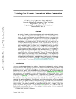 Training-free Camera Control for Video Generation