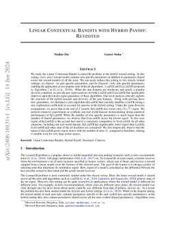 Linear Contextual Bandits with Hybrid Payoff: Revisited