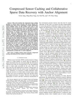 Compressed Sensor Caching and Collaborative Sparse Data Recovery with
  Anchor Alignment