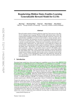 Regularizing Hidden States Enables Learning Generalizable Reward Model
  for LLMs