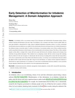 Early Detection of Misinformation for Infodemic Management: A Domain
  Adaptation Approach