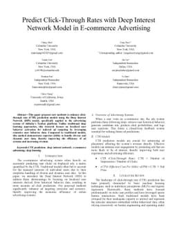 Predict Click-Through Rates with Deep Interest Network Model in
  E-commerce Advertising
