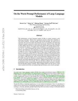 On the Worst Prompt Performance of Large Language Models