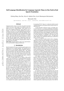 Soft Language Identification for Language-Agnostic Many-to-One
  End-to-End Speech Translation