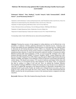 Malicious URL Detection using optimized Hist Gradient Boosting
  Classifier based on grid search method