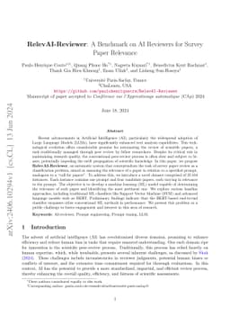 RelevAI-Reviewer: A Benchmark on AI Reviewers for Survey Paper Relevance