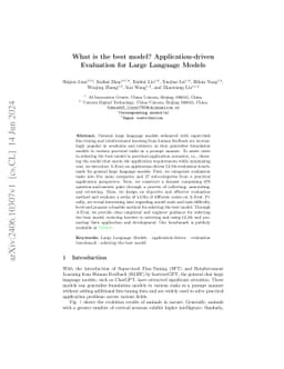 What is the best model? Application-driven Evaluation for Large Language
  Models