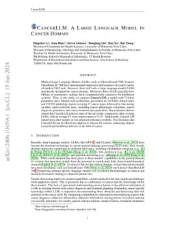 CancerLLM: A Large Language Model in Cancer Domain