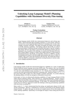 Unlocking Large Language Model's Planning Capabilities with Maximum Diversity Fine-tuning