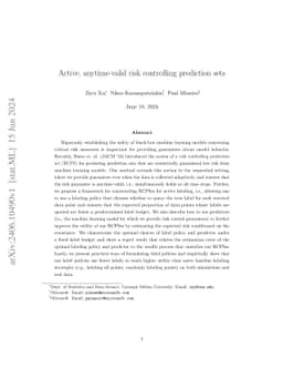 Active, anytime-valid risk controlling prediction sets