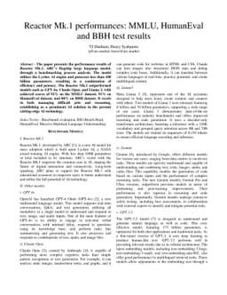 Reactor Mk.1 performances: MMLU, HumanEval and BBH test results