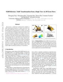 NeRFDeformer: NeRF Transformation from a Single View via 3D Scene Flows