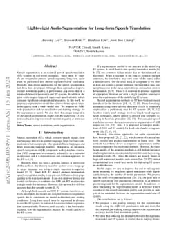 Lightweight Audio Segmentation for Long-form Speech Translation