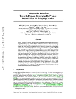Concentrate Attention: Towards Domain-Generalizable Prompt Optimization
  for Language Models