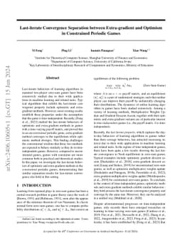 Last-iterate Convergence Separation between Extra-gradient and Optimism
  in Constrained Periodic Games