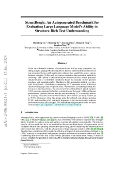 StrucText-Eval: An Autogenerated Benchmark for Evaluating Large Language
  Model's Ability in Structure-Rich Text Understanding
