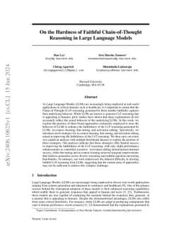 On the Hardness of Faithful Chain-of-Thought Reasoning in Large Language
  Models
