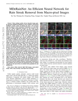 MDeRainNet: An Efficient Neural Network for Rain Streak Removal from
  Macro-pixel Images