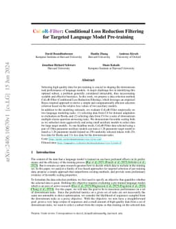 CoLoR-Filter: Conditional Loss Reduction Filtering for Targeted Language
  Model Pre-training
