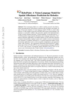 RoboPoint: A Vision-Language Model for Spatial Affordance Prediction for
  Robotics