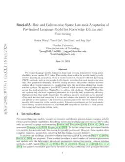RoseLoRA: Row and Column-wise Sparse Low-rank Adaptation of Pre-trained
  Language Model for Knowledge Editing and Fine-tuning