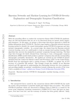Bayesian Networks and Machine Learning for COVID-19 Severity Explanation
  and Demographic Symptom Classification