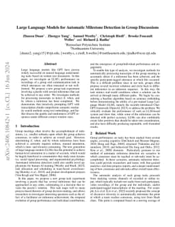 Large Language Models for Automatic Milestone Detection in Group
  Discussions