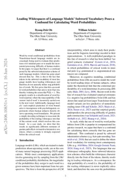Leading Whitespaces of Language Models' Subword Vocabulary Poses a
  Confound for Calculating Word Probabilities