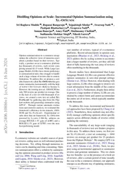 Distilling Opinions at Scale: Incremental Opinion Summarization using
  XL-OPSUMM