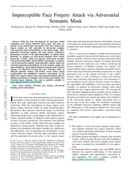 Imperceptible Face Forgery Attack via Adversarial Semantic Mask