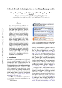 E-Bench: Towards Evaluating the Ease-of-Use of Large Language Models