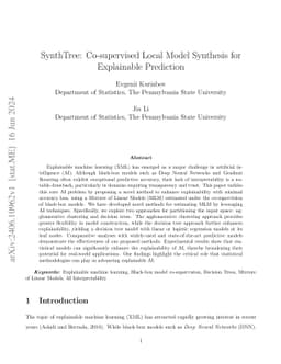 SynthTree: Co-supervised Local Model Synthesis for Explainable
  Prediction