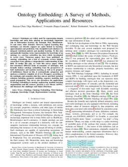 Ontology Embedding: A Survey of Methods, Applications and Resources
