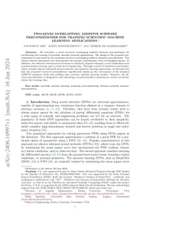Two-level overlapping additive Schwarz preconditioner for training
  scientific machine learning applications