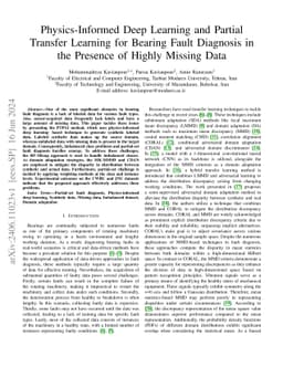 Physics-Informed Deep Learning and Partial Transfer Learning for Bearing
  Fault Diagnosis in the Presence of Highly Missing Data