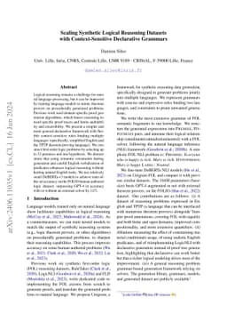 Scaling Synthetic Logical Reasoning Datasets with Context-Sensitive
  Declarative Grammars